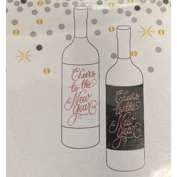 Cheers To The New Year Bottle Labels Set Of 4 With Adhesive Back - Picture 1 of 3